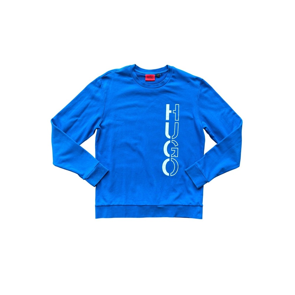 Hugo Boss Royal Blue Vertical Logo Sweatshirt Size Large Preppy Streetwear - Picture 2 of 8